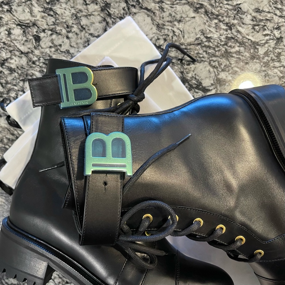 Balmain Ranger Leather Combat Boots - 40 - Picture 9 of 15